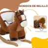 Caballo Balancín para Niños de 18-36 Mesas con Sonido Asas Cinturón de Seguridad Carga 25 kg 68x33x45 cm Marrón - Ogal.Es