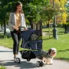 Carrito para Perros Pequeños con Cesta de Almacenaje Ventanas de Malla y 2 Ruedas Universales 75x45x97 cm Azul O... - Ogal.Es