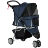 Carrito para Perros Pequeños con Cesta de Almacenaje Ventanas de Malla y 2 Ruedas Universales 75x45x97 cm Azul O... - Ogal.Es
