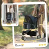 Carrito para Perros Pequeños con Cesta de Almacenaje Ventanas de Malla y 2 Ruedas Universales 75x45x97 cm Azul O... - Ogal.Es
