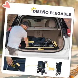 Carrito para Perros Pequeños con Cesta de Almacenaje Ventanas de Malla y 2 Ruedas Universales 75x45x97 cm Azul O... - Ogal.Es