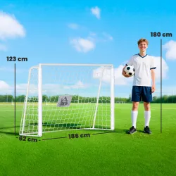 Portería de Fútbol con Soporte de Metal y Red para Entrenamiento de Fútbol en Jardín Aire Libre 186x62x123 cm Bl... - Ogal.Es