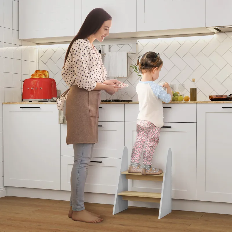 Taburete para Niños de 2 Peldaños Torre de Aprendizaje para Niños de +3 Años para Baño Cocina Librería Dormitori... - Ogal.Es