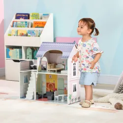 Casa de Muñecas con Muebles y Accesorios con Balcón 2 Pisos Juguete para Niños y Niñas a Partir de 3 Años Multic... - Ogal.Es