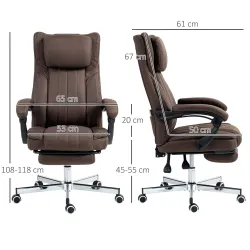Silla de Masaje con 6 Puntos de Masaje con Altura Ajustable Control Remoto Reposapiés y Reposacabezas Marrón Oscuro - Ogal.Es