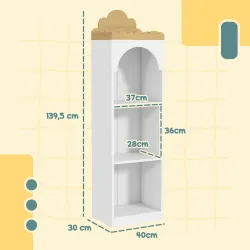 Estantería para Libros Infantil de 3 Niveles Estantería Infantil para Guarderías Habitación Infantil Blanco y Na... - Ogal.Es