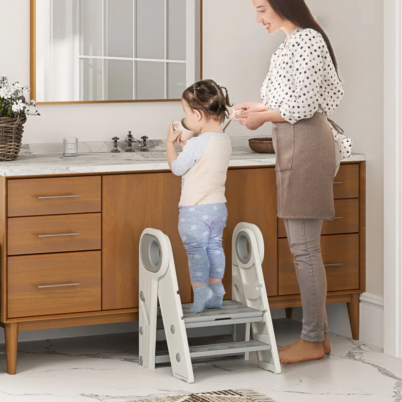 Torre de Aprendizaje Ajustable Escalera para Niños de +18 Meses Antideslizante para Baño Cocina Librería Gris y ... - Ogal.Es