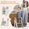 Torre de Aprendizaje Ajustable Escalera para Niños de +18 Meses Antideslizante para Baño Cocina Librería Gris y ... - Ogal.Es