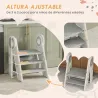 Torre de Aprendizaje Ajustable Escalera para Niños de +18 Meses Antideslizante para Baño Cocina Librería Gris y ... - Ogal.Es