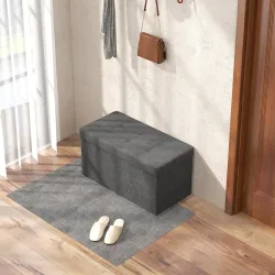 Baúl de Almacenaje para Dormitorio Plegable 84L Tapizado de Lino Sintético con Tapa para Salón 76x38x38 cm Gris ... - Ogal.Es