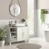 Mueble bajo Lavabo Mueble de Baño Moderno con 2 Puertas y Estantes Ajustables 90x30x63 cm Crema - Ogal.Es