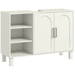 Mueble bajo Lavabo Mueble de Baño Moderno con 2 Puertas y Estantes Ajustables 90x30x63 cm Crema - Ogal.Es