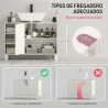 Mueble bajo Lavabo Mueble de Baño Moderno con 2 Puertas y Estantes Ajustables 90x30x63 cm Crema - Ogal.Es