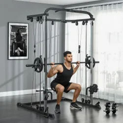 Máquina Multifunción de Musculación con Soporte para Sentadillas y Barra para Pesas para Entrenamiento Fitness N... - Ogal.Es