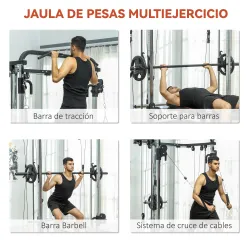 Máquina Multifunción de Musculación con Soporte para Sentadillas y Barra para Pesas para Entrenamiento Fitness N... - Ogal.Es