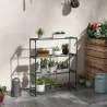 Soporte para Macetas de 4 Niveles con Estructura de Acero para Jardín Patio 89x28x107 cm Verde Oscuro - Ogal.Es