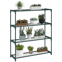 Soporte para Macetas de 4 Niveles con Estructura de Acero para Jardín Patio 89x28x107 cm Verde Oscuro - Ogal.Es
