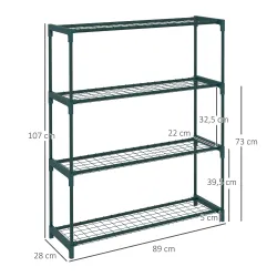 Soporte para Macetas de 4 Niveles con Estructura de Acero para Jardín Patio 89x28x107 cm Verde Oscuro - Ogal.Es