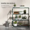 Soporte para Macetas de 4 Niveles con Estructura de Acero para Jardín Patio 89x28x107 cm Verde Oscuro - Ogal.Es