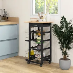 Carrito de Cocina con Ruedas Carrito Multiusos con Cajón 4 Cestas Extraíbles de Metal y Bastidores 47x37x83 cm N... - Ogal.Es