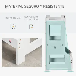 Torre de Aprendizaje 2 en 1 Convertible en Escritorio con Pizarra y Barra de Seguridad 42x44x86 cm Gris - Ogal.Es