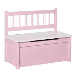 Banco Almacenaje para Niños con Respaldo y Tapa Amortiguadora Carga 40 kg para Salas de Juego 60x30x50 cm Rosa y... - Ogal.Es