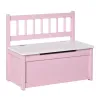 Banco Almacenaje para Niños con Respaldo y Tapa Amortiguadora Carga 40 kg para Salas de Juego 60x30x50 cm Rosa y... - Ogal.Es