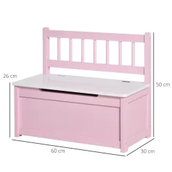 Banco Almacenaje para Niños con Respaldo y Tapa Amortiguadora Carga 40 kg para Salas de Juego 60x30x50 cm Rosa y... - Ogal.Es