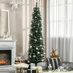 Árbol de Navidad Estrecho 190 cm con 570 Ramas y Soporte de Metal Árbol Navideño para Salón Interior Verde - Ogal.Es