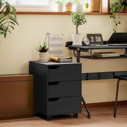 Cajonera de Oficina con Ruedas 3 Cajones Cajonera para Escritorio Estudio 40x50x57,5 cm Negro - Ogal.Es