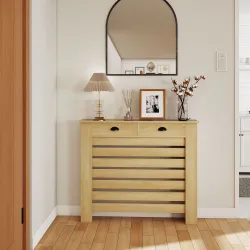 Cubre Radiadores de MDF con Cajón Cubierta para Radiador para Salón Dormitorio Pasillo 111x19x95,5 cm Roble - Ogal.Es