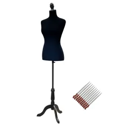 Maniquí de Costura Ajustable a 130-168 cm con Trípode de Madera para Fotografía de Moda Exposición de Prendas Negro - Ogal.Es