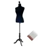 Maniquí de Costura Ajustable a 130-168 cm con Trípode de Madera para Fotografía de Moda Exposición de Prendas Negro - Ogal.Es