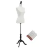 Maniquí Mujer Ajustable a 130-168 cm con Trípode de Madera 50 Alfileres de Colores para Fotografía de Moda Blanco - Ogal.Es