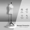 Maniquí Mujer Ajustable a 130-168 cm con Trípode de Madera 50 Alfileres de Colores para Fotografía de Moda Blanco - Ogal.Es