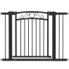 Puerta para Perros con Ancho Ajustable 76-104 cm con 2 Extensiones y Doble Bloqueo Negro - Ogal.Es