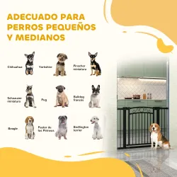 Puerta para Perros con Ancho Ajustable 76-104 cm con 2 Extensiones y Doble Bloqueo Negro - Ogal.Es
