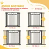 Puerta para Perros con Ancho Ajustable 76-104 cm con 2 Extensiones y Doble Bloqueo Negro - Ogal.Es