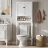Mueble sobre Inodoro con 2 Puertas Compartimiento y Estante Ajustable Mueble para Baño 70x20x175 cm Blanco - Ogal.Es