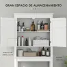 Mueble sobre Inodoro con 2 Puertas Compartimiento y Estante Ajustable Mueble para Baño 70x20x175 cm Blanco - Ogal.Es