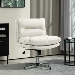 Silla de Oficina sin Brazos con Altura Ajustable Función de Basculante Base Cruzada y Asiento Amplio Gris Claro - Ogal.Es