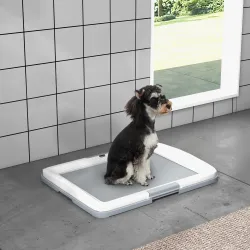 Inodoro para Perros con Bandeja para Entrenamiento de Cachorros en Exterior e Interior 63x48,5x6 cm Gris - Ogal.Es