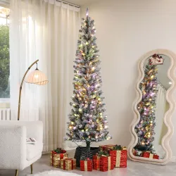 Árbol de Navidad Artificial 225 cm con 220 Luces LED de Dos Colores 519 Ramas y Soporte de Acero Árbol Navideño ... - Ogal.Es
