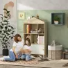 Librería Infantil con 4 Compartimentos Estantes Abiertos y Armario 80x30x140,5 cm Blanco y Natural - Ogal.Es