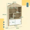 Librería Infantil con 4 Compartimentos Estantes Abiertos y Armario 80x30x140,5 cm Blanco y Natural - Ogal.Es