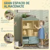 Librería Infantil con 4 Compartimentos Estantes Abiertos y Armario 80x30x140,5 cm Blanco y Natural - Ogal.Es
