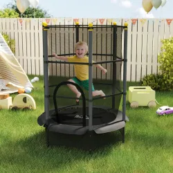 Trampolín para Niños de +3 Años Ø140 cm con Red de Seguridad y Marco de Acero para Interior y Exterior Negro - Ogal.Es