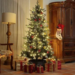 Árbol de Navidad Artificial 180 cm con 350 Luces LED 726 Ramas y Soporte de Acero Árbol Navideño para Interior V... - Ogal.Es