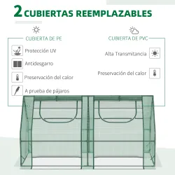 Invernadero de Exterior con Cubierta Doble Ventanas y Marco de Acero para Cultivar Plantas Flores 180x90x90 cm V... - Ogal.Es