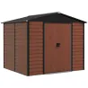Cobertizo de Jardín Exterior 4,4 m² 240x206x198 cm con Base Puerta Corredera y Cerradura Armario para Jardín Teca - Ogal.Es